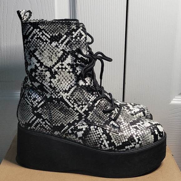 Snakeskin Platform Boots - Picture 2 of 5